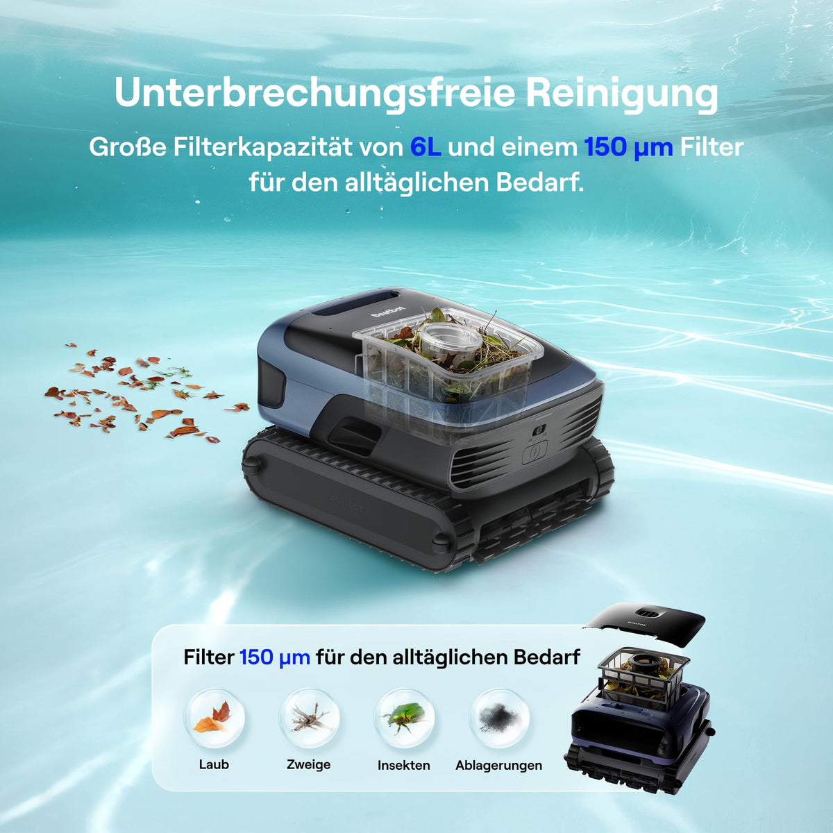 Beatbot Sora 70 Poolroboter, 4-in-1 Poolreinigung, Oberfläche, blau