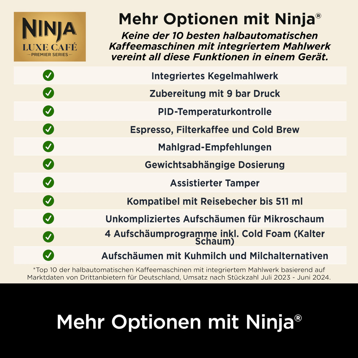 Ninja Luxe Premier 3-in-1 Kaffeemaschine, Espresso & Cold Brew, Grau-Metall