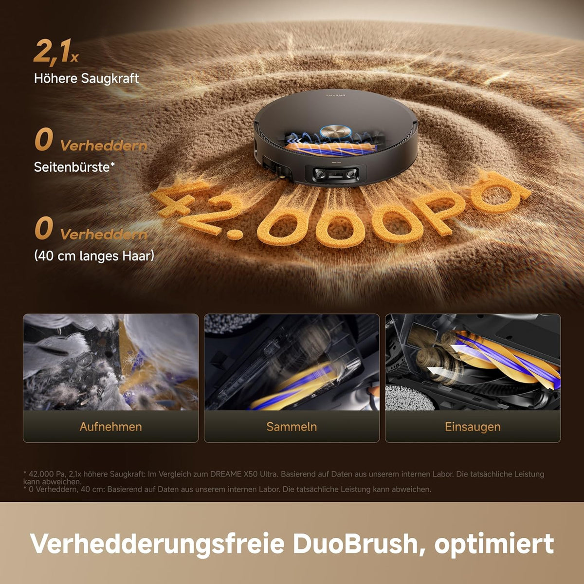 DREAME X60 Pro Ultra Complete, Robot Vacuum and Mop, Dual UltraExtend Arm, Dual AI Cameras, 10cm Obstacle Crossing, 42 000 Pa, Auto-Empty, 100°C Mop Self-Cleaning, and 100% Detangling