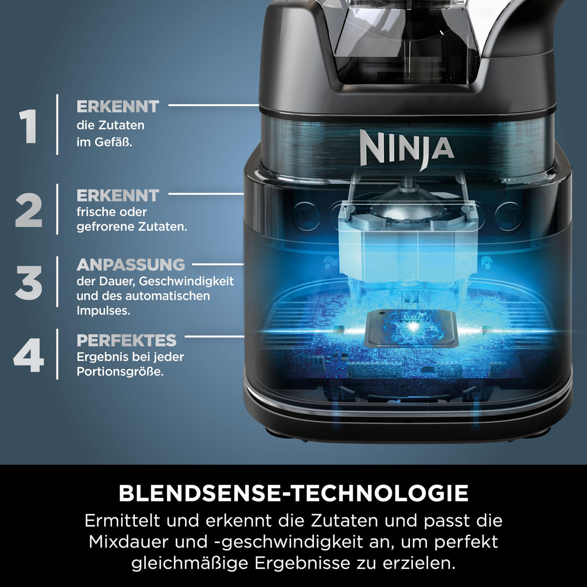 Ninja 3-in-1 Detect Power Blender Processor Pro, 1200 W, Schwarz