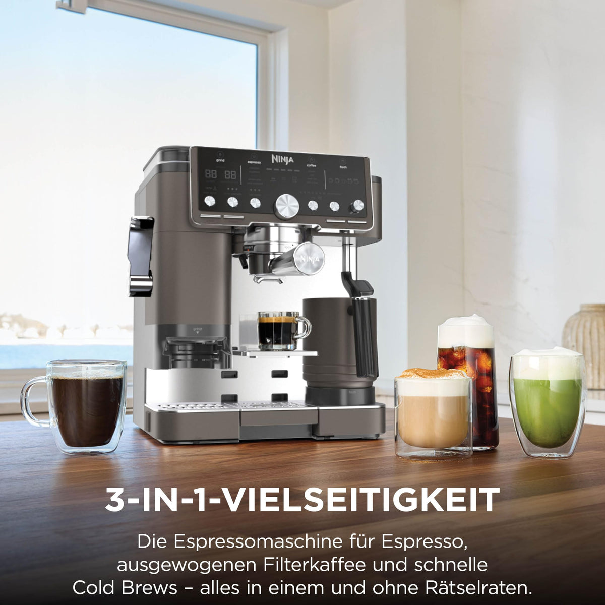 Ninja Luxe Pro 3-in-1-Kaffeemaschine mit Mahlwerk, ES701EUBR