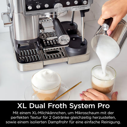 Ninja Luxe Pro 3-in-1-Kaffeemaschine mit Mahlwerk & Aufschäumer, Silber