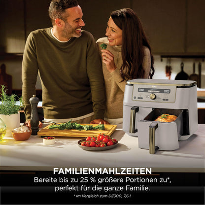 Ninja Dual Zone digitale Heißluftfritteuse, 9,5 L, 6-in-1, Stone/Gold