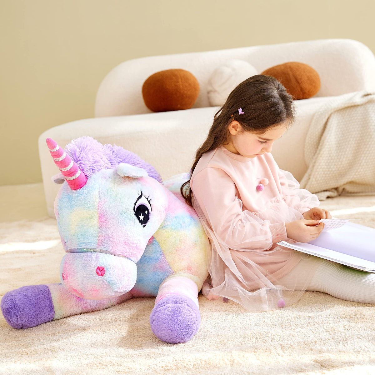 IKASA XXL Einhorn Kuscheltier Groß,110cm Riesen Plüschtier