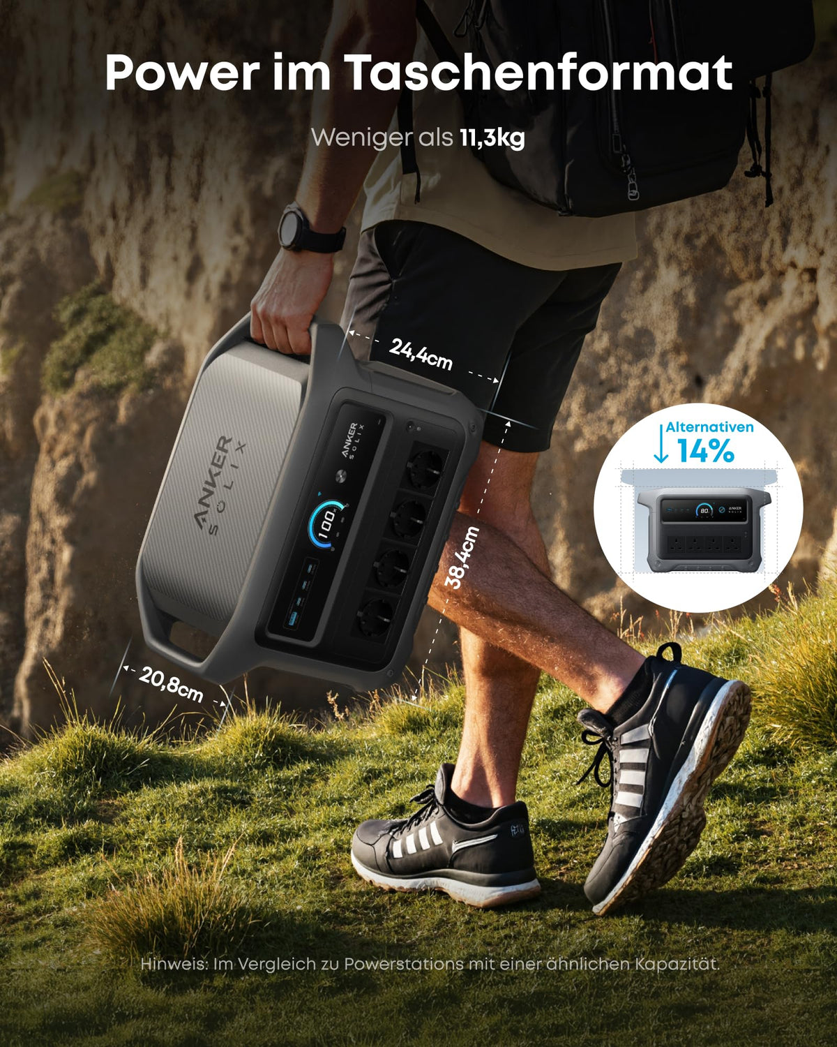 Anker SOLIX C1000 Gen 2 Tragbare Powerstation mit 100W Solarpanel, Camping