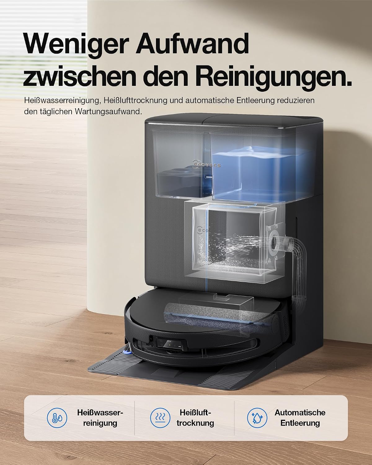 ECOVACS T90 PRO Omni Saugroboter mit Wischfunktion 30.000 Pa, PowerBoost