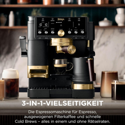 Ninja Luxe Café Pro David Beckham 3-in-1-Kaffeemaschine Schwarz und Gold