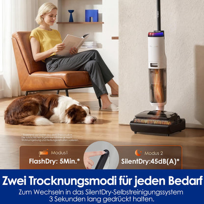 Tineco Floor ONE S7 Stretch Turbo Akku-Nass-Trockensauger, 65 Minuten Laufzeit, 85°C Schnell-Trocknung mit Selbstreinigung, ReverseScrub für hartnäckige Flecken