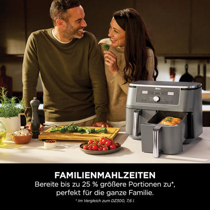 Ninja Dual Zone digitale Heißluftfritteuse, 9,5 L, 6-in-1, Metallic Grau