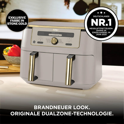 Ninja Dual Zone digitale Heißluftfritteuse, 9,5 L, 6-in-1, Stone/Gold