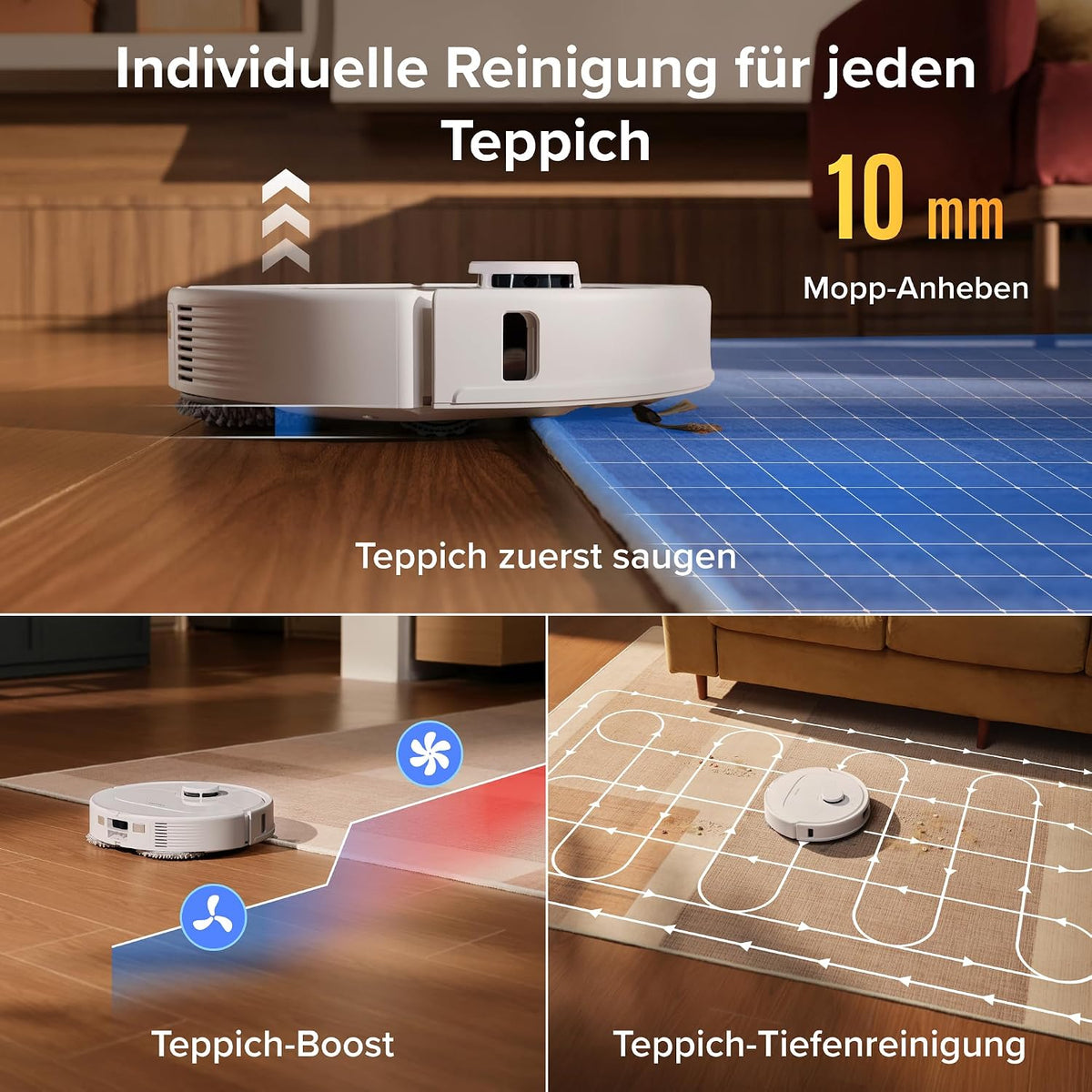 roborock Qrevo S Pro Robot Vacuum Cleaner with Mop Function, 18,500 Pa