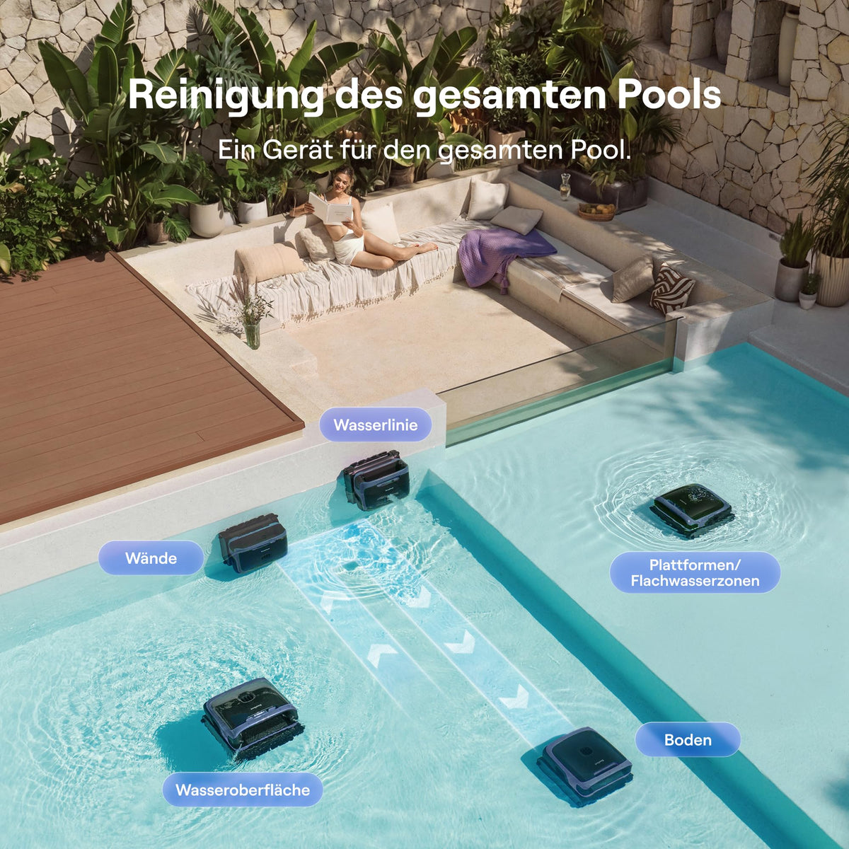 Beatbot Sora 70 Poolroboter, 4-in-1 Poolreinigung, Oberfläche, blau