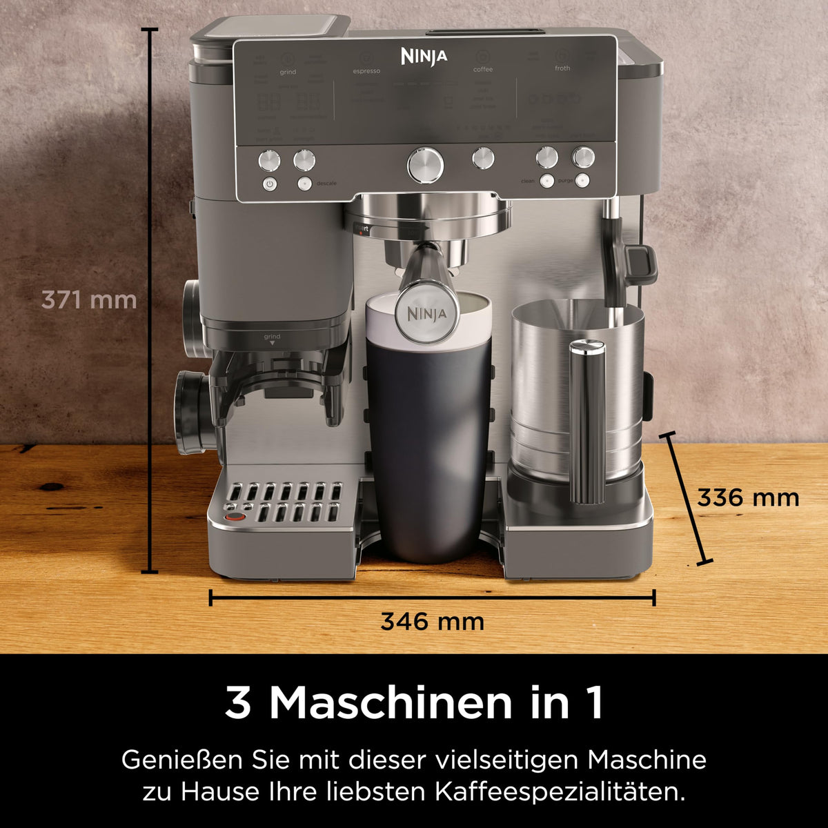 Ninja Luxe Premier 3-in-1 Kaffeemaschine, Espresso & Cold Brew, Grau-Metall