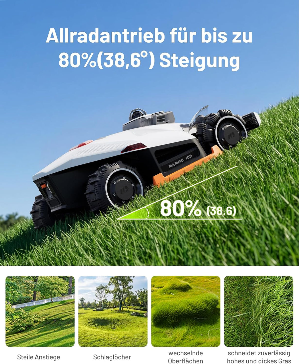 MAMMOTION LUBA 3 AWD Mähroboter mit Garage+Reinigungsständer