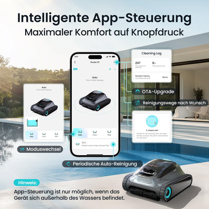 (2026 Upgrade) AIPER Scuba S1 Poolroboter Boden und Wand, Wasserlinienreinigung, Doppelfiltration, 270 Min Laufzeit, Intelligente Navigation, App-Steuerung & OTA-Updates für Einbau- und Aufstellpools
