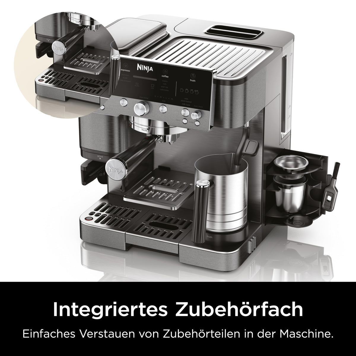 Ninja Luxe Premier 3-in-1 Kaffeemaschine, Espresso & Cold Brew, Grau-Metall