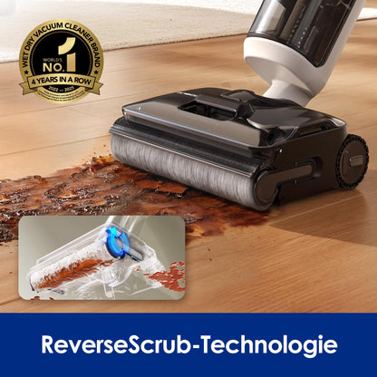 Tineco Floor ONE S7 Stretch Turbo Akku-Nass-Trockensauger, 65 Minuten Laufzeit, 85°C Schnell-Trocknung mit Selbstreinigung, ReverseScrub für hartnäckige Flecken