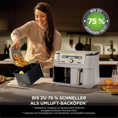 Ninja Dual Zone digitale Heißluftfritteuse, 9,5 L, 6-in-1, Stone/Gold