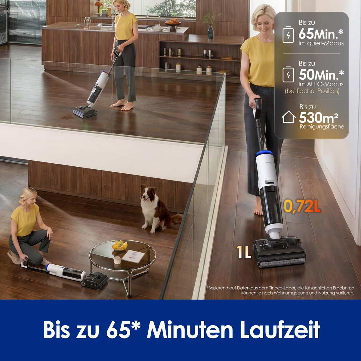 Tineco Floor ONE S7 Stretch Turbo Akku-Nass-Trockensauger, 65 Minuten Laufzeit, 85°C Schnell-Trocknung mit Selbstreinigung, ReverseScrub für hartnäckige Flecken