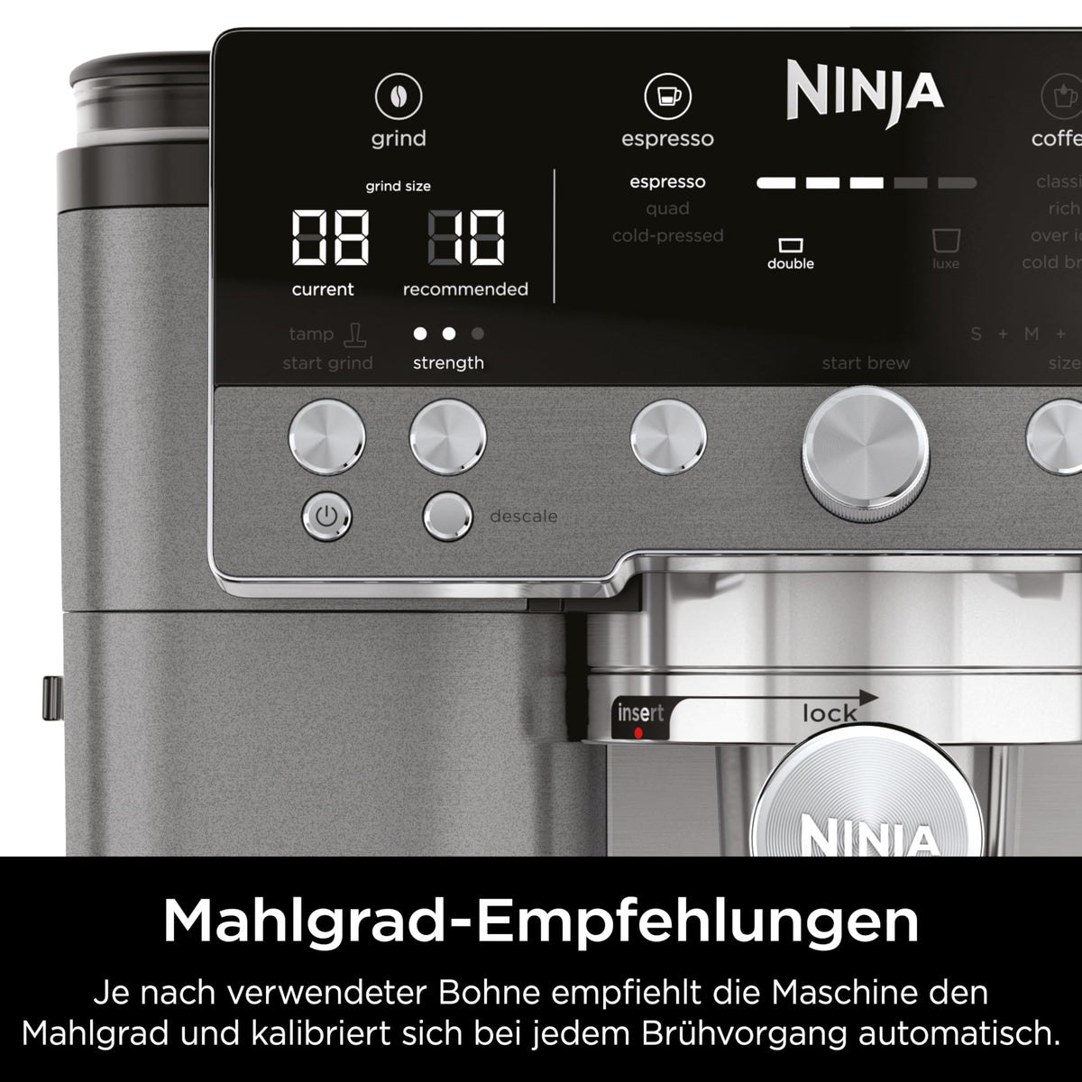 Ninja Luxe Premier 3-in-1 Kaffeemaschine, Espresso & Cold Brew, Grau-Metall