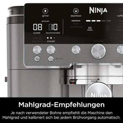 Ninja Luxe Premier 3-in-1 Kaffeemaschine, Espresso & Cold Brew, Grau-Metall