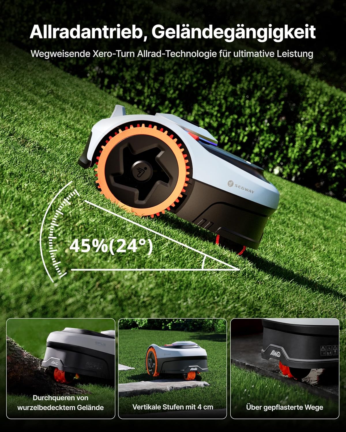 Segway Navimow i205 AWD Mähroboter mit Garage S, für 500 m², NRTK+Vision