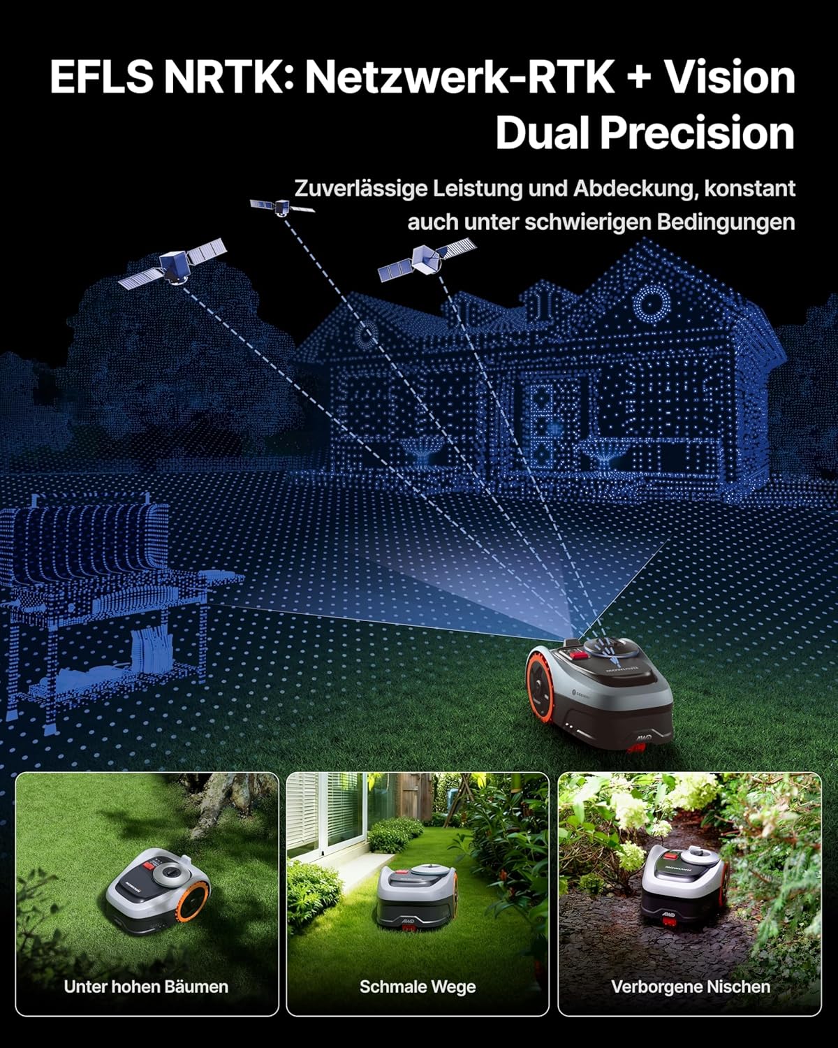 Segway Navimow i205 AWD Mähroboter mit Garage S, für 500 m², NRTK+Vision
