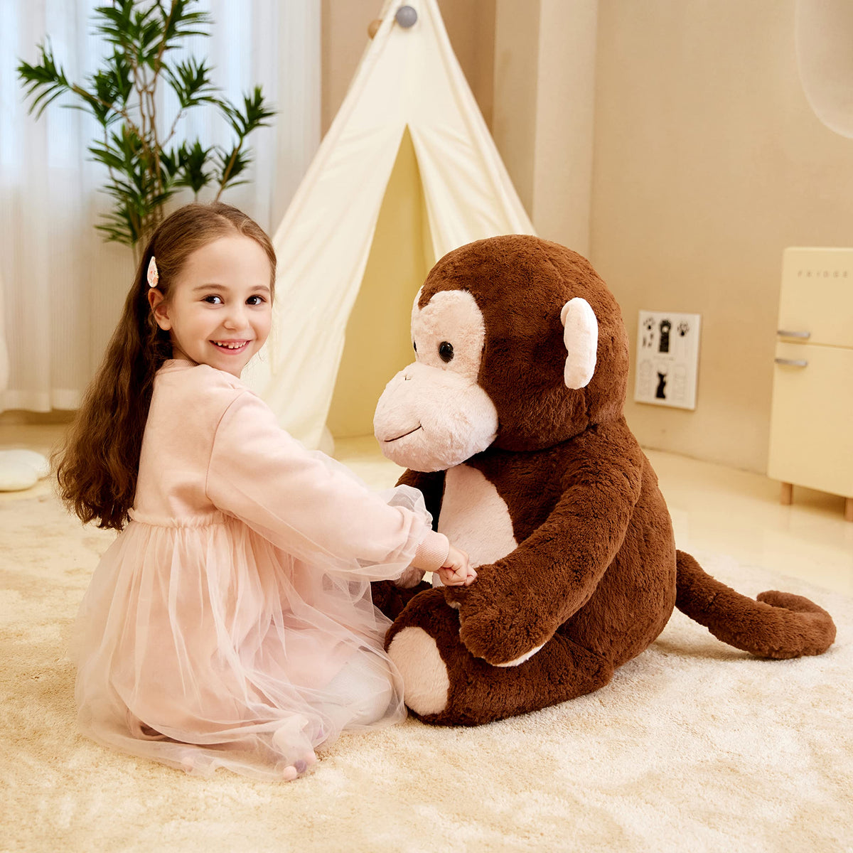 IKASA Groß AFFE Kuscheltier Riesen Stofftier,78cm Gross Plüschtier Riesige Plüsch Spielzeug Jumbo Plüschtiere,Geschenk für Kinder
