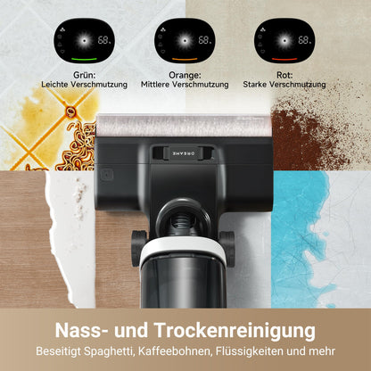 dreame H14 Pro Nass- und Trockensauger, 180° Lie-Flat, 60 °C Bürstenpflege, 5-min Trocknung, automatische Lösungsmittelverteilung, App-Steuerung, Doppelrotationsbürste, 18 kPa Saugkraft, Doppelkante