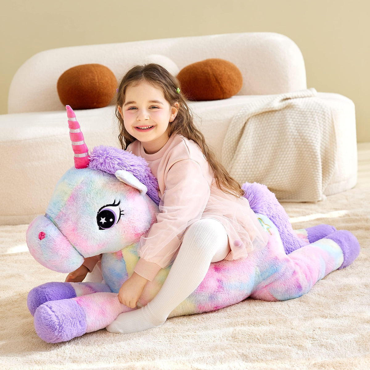 IKASA XXL Einhorn Kuscheltier Groß,110cm Riesen Plüschtier